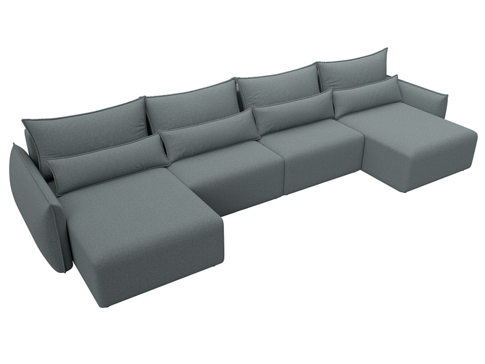 Диван П-образный Лига-051 НПБ Лонг РОГОЖКА Амур 07 серый