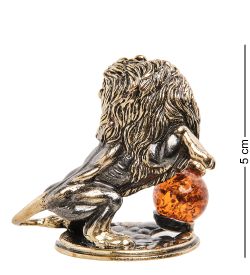 Народные промыслы AM-2013 Фигурка «Лев Цирковой» (латунь, янтарь)