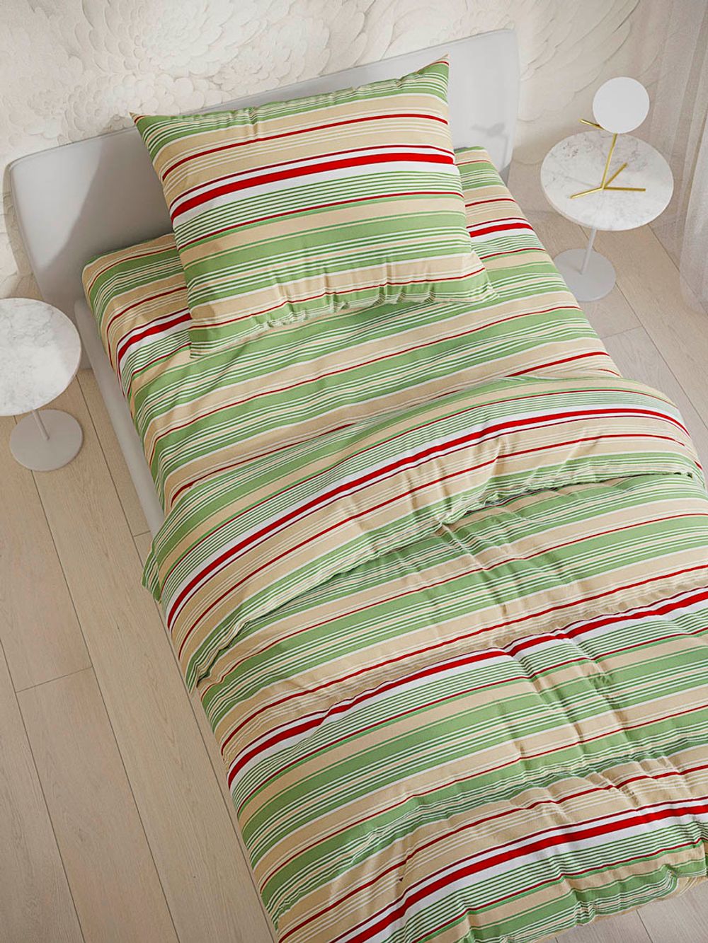 Постельное белье Сказка "Восточная полоска" 1,5-сп Наволочка 50х70 см 1 шт Простынь на резинке 90х200 см Пододеяльник 145х215 см, перкаль