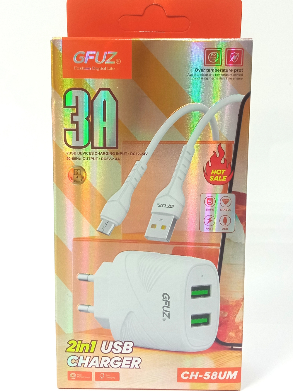 Зарядное уст-во USB +MicoUSB Gfuz CH-58UM (2USB/3A)