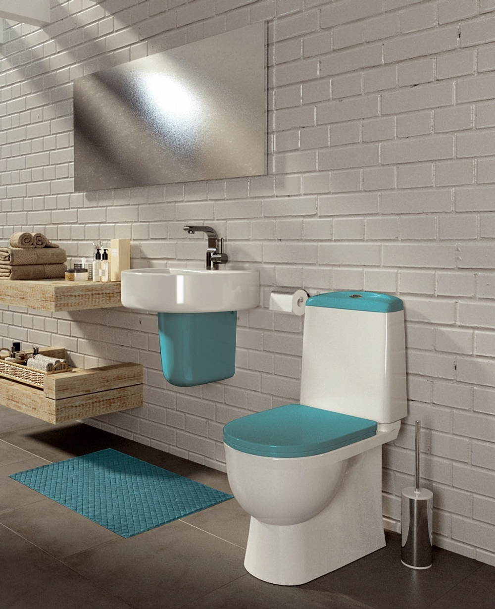 Унитаз-компакт Sanita Luxe Best  с бирюзовой крышкой и сиденьем микролифт