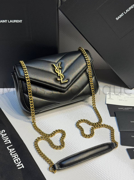 Женская сумка Yves Saint Laurent Small Loulou Matelasse черного цвета средняя