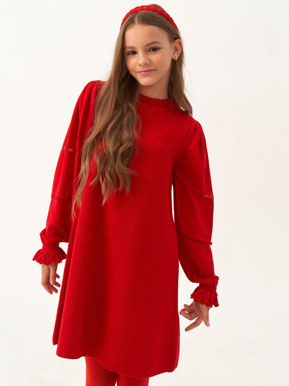Платье для девочки с длинным рукавом AT1039 красный