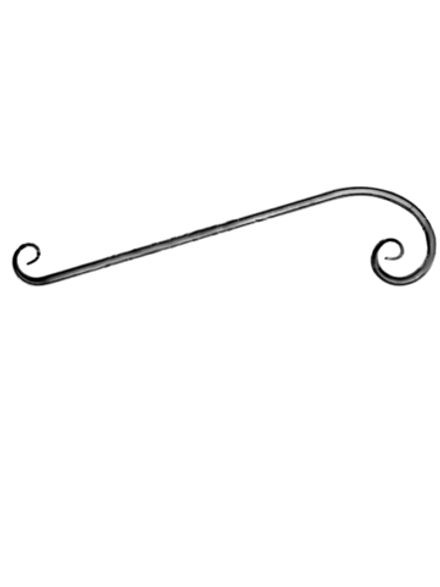 Кованый элемент вензель S волюта (145х610х1,2) мм, р-р материала Т15*15, вес 0,55 кг.