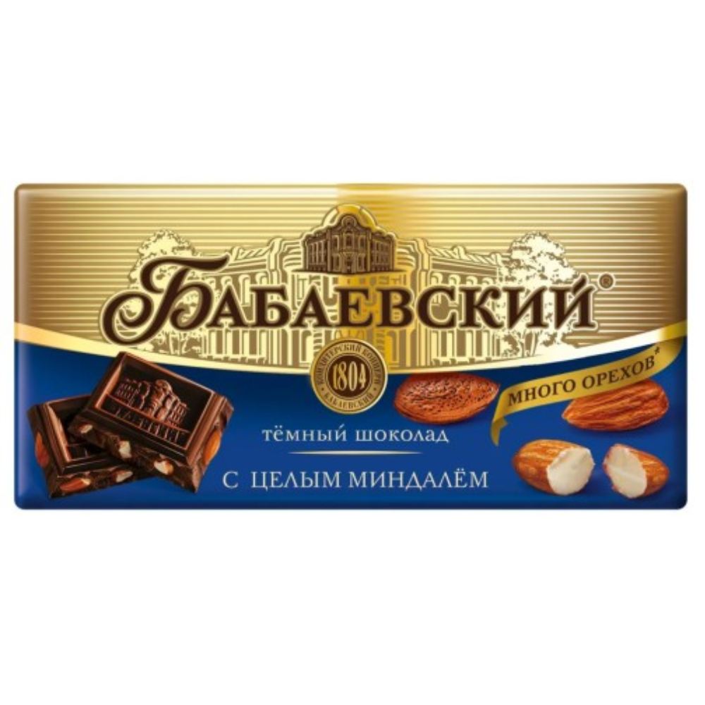 Шоколад Бабаевский темный с цельным миндалем 90 гр