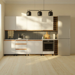 Кухня Валенсия 280 см со столешницей (10 модулей) / белый ЛДСП, массив дуба