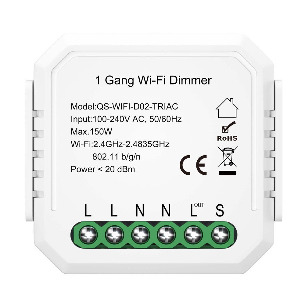 ST9000.500.01CDIM WIFI диммируемое реле 1 канал Белый - -*150W - Ra  IP20 L46xW46xH18 230V