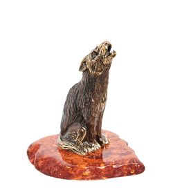 Народные промыслы AM-1407 Фигурка «Волк « (латунь, янтарь)