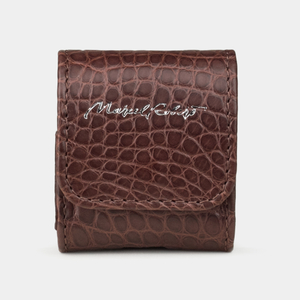 Чехол-держатель для наушников Petit Bisness из натуральной кожи аллигатора, коричневого цвета