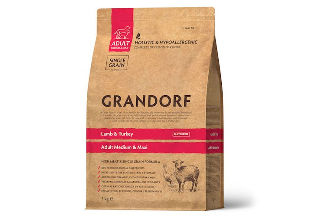 Grandorf Lamd Medium&Maxi Adult - сухой корм для средних и крупных собак от 1 года (3кг)