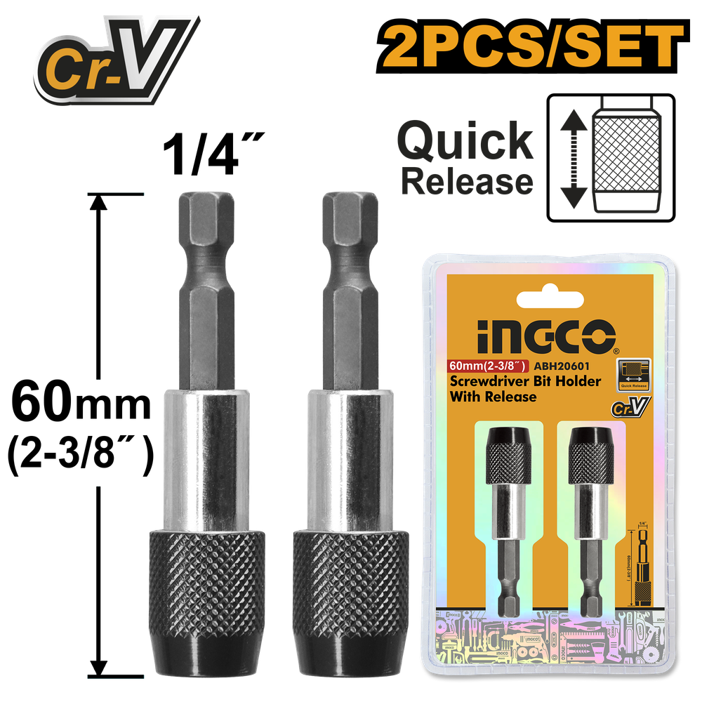 Держатель для бит с фиксатором 60 мм INGCO ABH20601