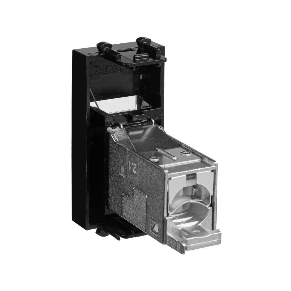 Компьютерная розетка RJ-45 модульная, кат.6 экранированная, "Avanti","Черный квадрат", 1 модуль