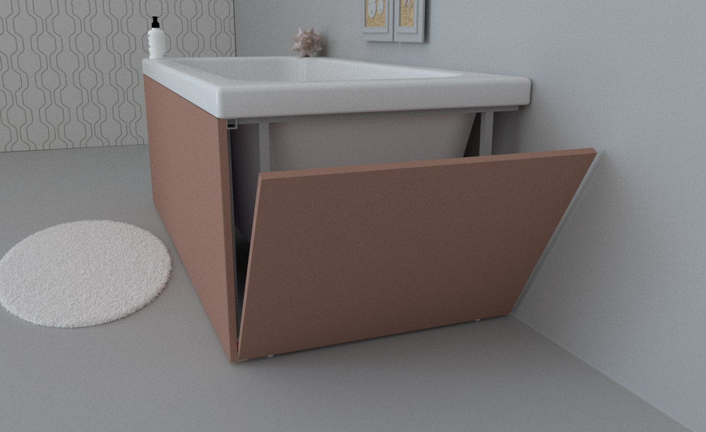 Экран для ванны торцевой откидной правый TE-2R-204 бланш матовый soft touch