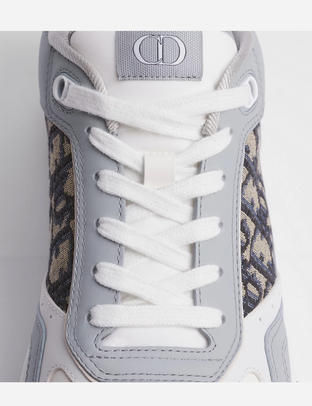 Кроссовки Dior B27 Uptown Low-Top Sneaker "Gray and White Smooth Calfskin with Beige and Black Dior Oblique Jacquard"