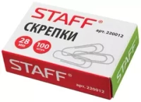 Скрепки STAFF "EVERYDAY", 28 мм, металлические, 100 шт., вкартонной коробке, Россия