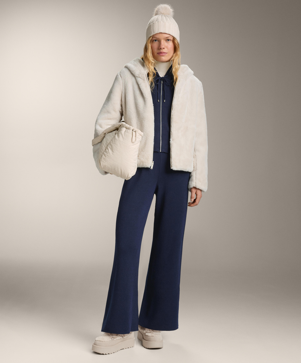 OYSHO Прямые брюки с резинкой по бокам, синий