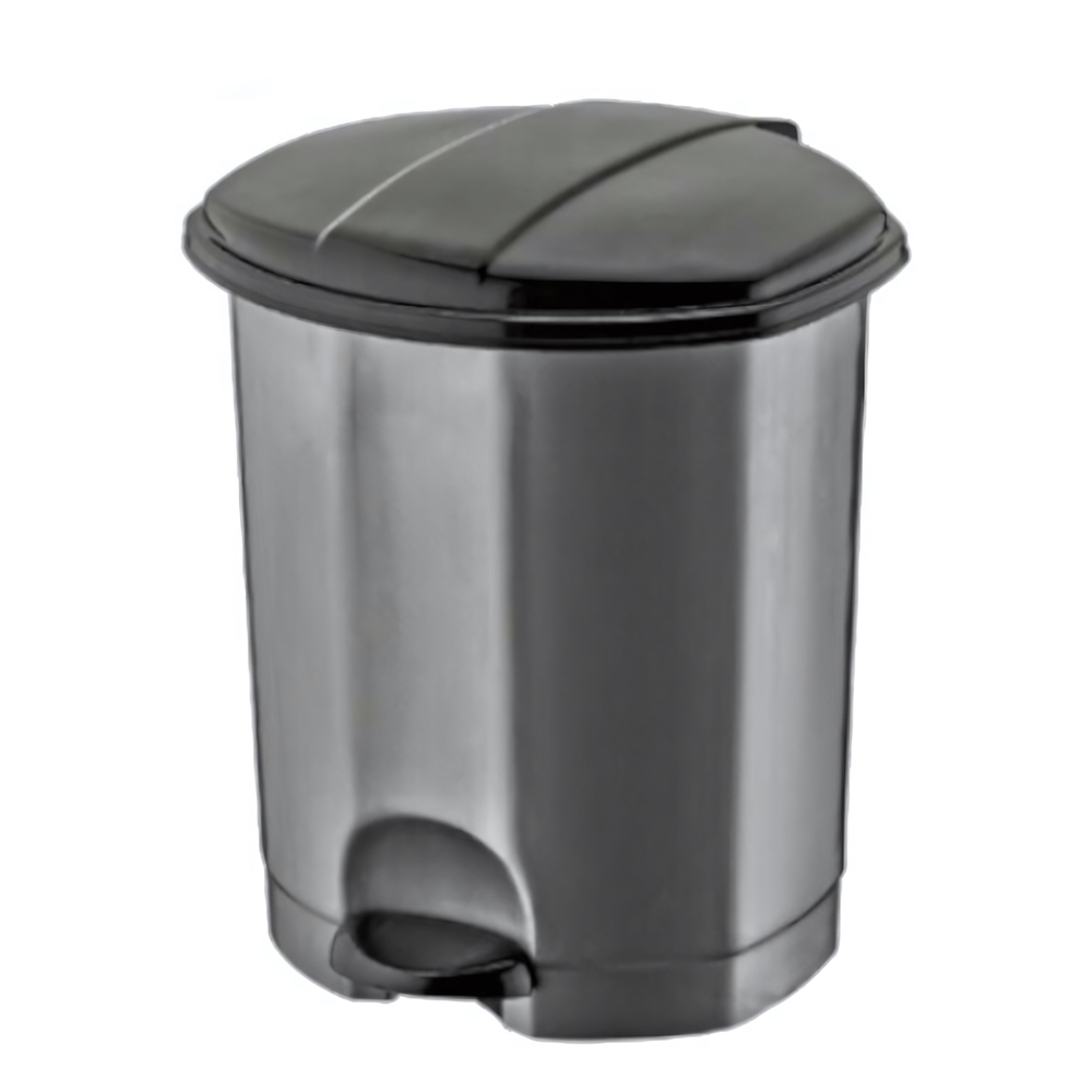 Мусорное ведро с педалью 5л с внутренним ведром цвет черный-серебро