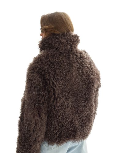 Коричневая шуба-косуха из овчины калган