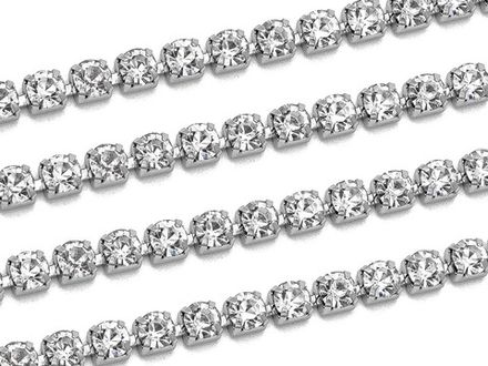 Стразовая цепь Кристалл 3,8мм, с фианитами