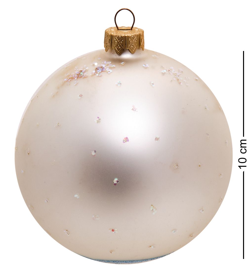 НФШ-1465/2 Ел.украшение Шар «Дед Мороз со снеговиками» белый 100 мм