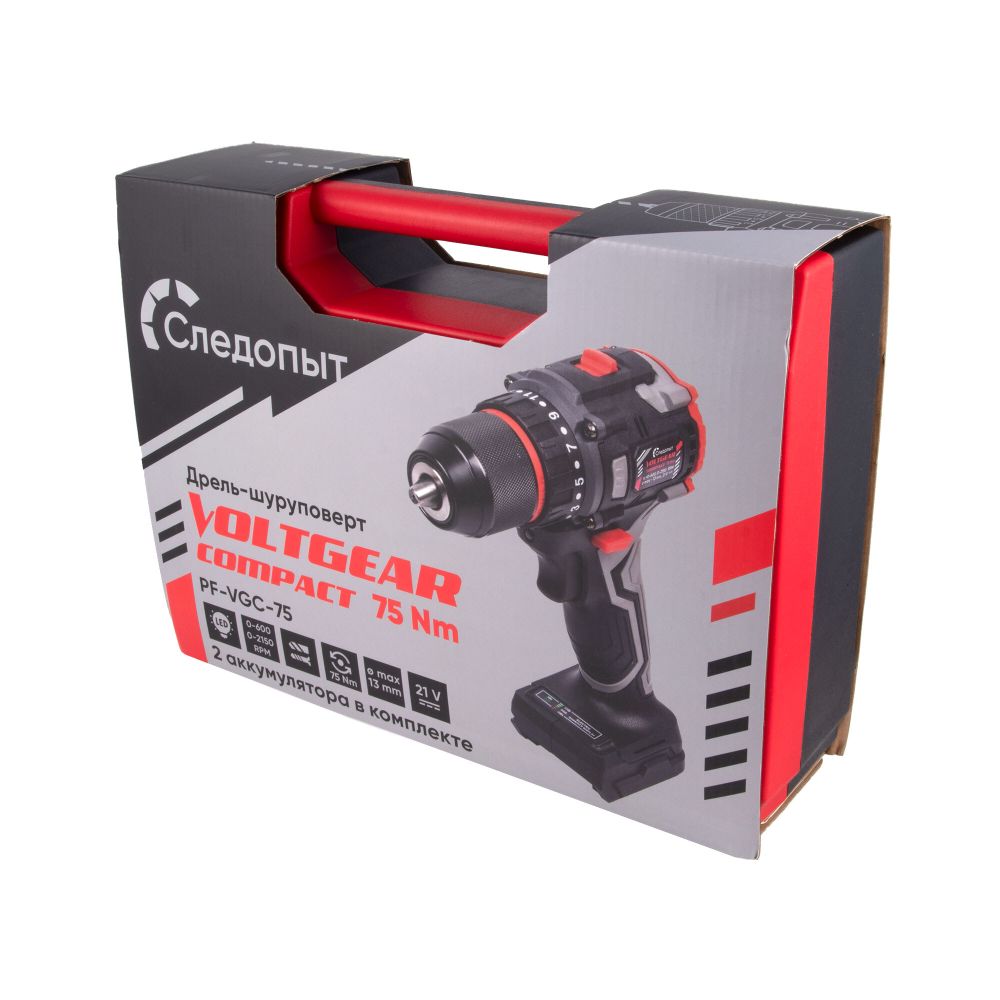 Шуруповерт СЛЕДОПЫТ VoltGear Compact 75Нм, 21V, 4Ah/4/