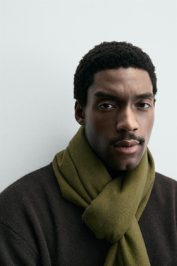 ZARA ШАРФ С БАХРОМОЙ, ХАКИ