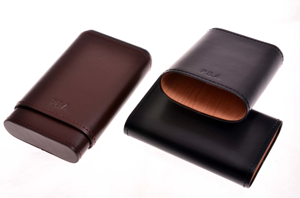 Чехол P&A на 4 сигары Робусто, натуральная кожа и кедр, S202-Brown