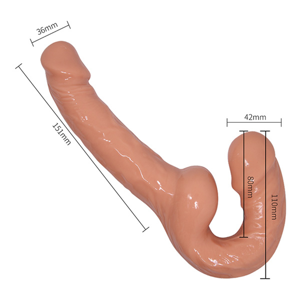 Телесный безремневой страпон для двойного проникновения Baile Ultra Passionate Harness Strapless Strap-on BW-022080