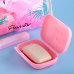 4274616 Набор в косметичке "Tropical Paradise", мыльница, мочалка, футляр для зубной щётки