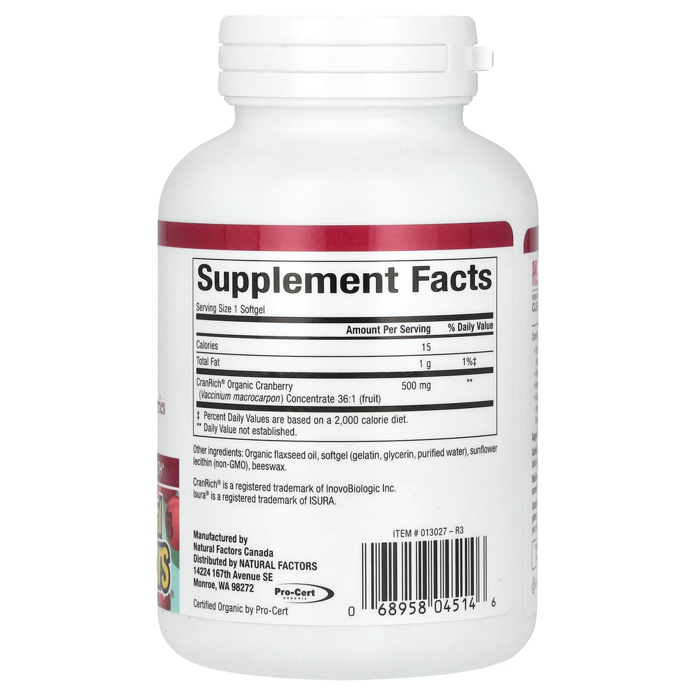 Natural Factors, CranRich, Super Strength, 500 мг, 90 капсул