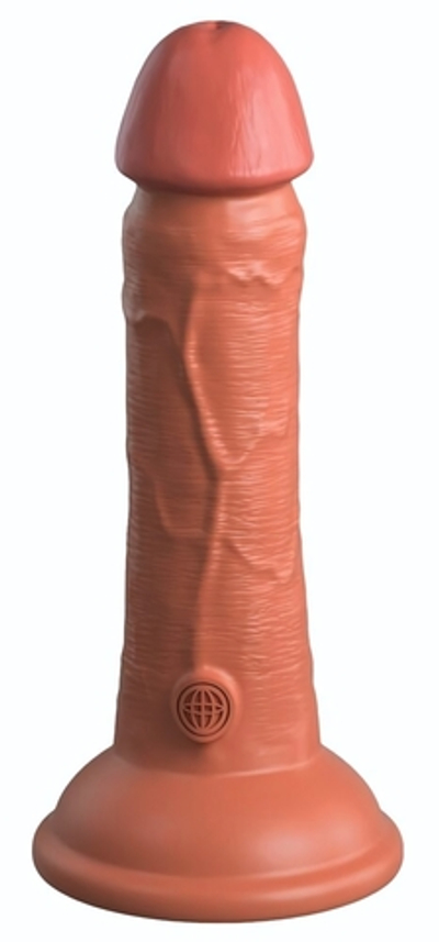 Фаллоимитатор цвета карамели 6 Vibrating Silicone Dual Density Cock - 17,8 см. (Цвет: карамель (темно-бежевый))