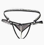 Стринги с доступом и жемчужной нитью Le Frivole черные 40-42