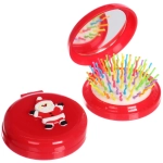 Расчёска массажная складная с зеркалом «Новогодний Дед Мороз», цвет микс, d-6см