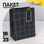 Пакет подарочный 18х23х10см "Волнистый узор" с тиснением (Синий)