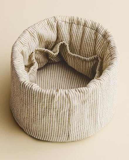 ZARA HOME ДЕТСКИЙ КРУГЛЫЙ ОРГАНАЙЗЕР ДЛЯ ХРАНЕНИЯ В ПОЛОСКУ, ЗЕЛЕНЫЙ