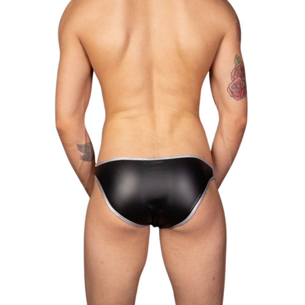 Мужские трусы слипы черные с серебристой окантовкой Cosmos Colors MR20_BS