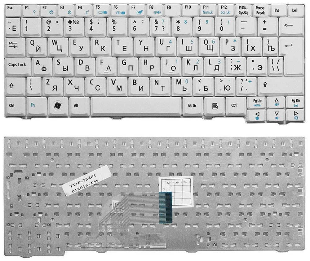 Клавиатура для ноутбука Acer Aspire One A110 A150 D150 D250 ZG5 ZG8 P/N: AEZG57000120, MP-08B43SU-9203, белая