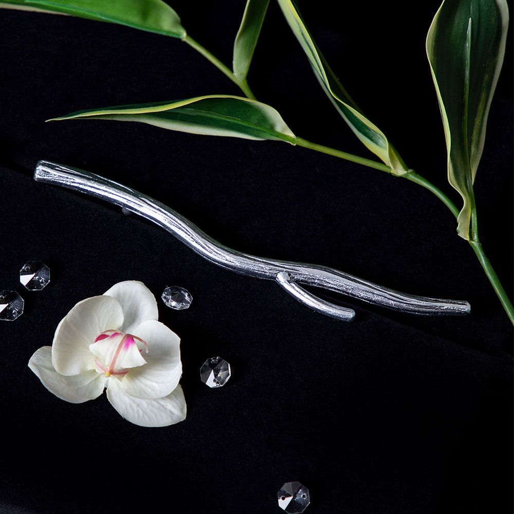 Ручка скоба мебельная Арт Бранч mini правая Античное серебро