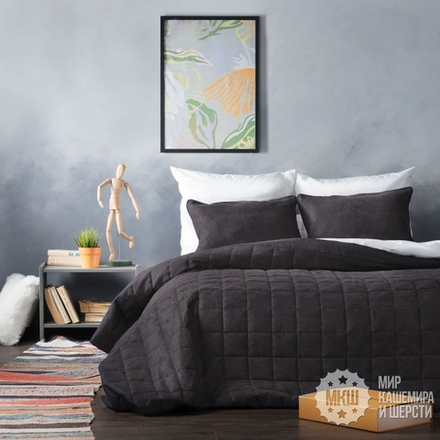 Покрывало СОФТ велюровое (арт. BL02-021-19) - темно-серое