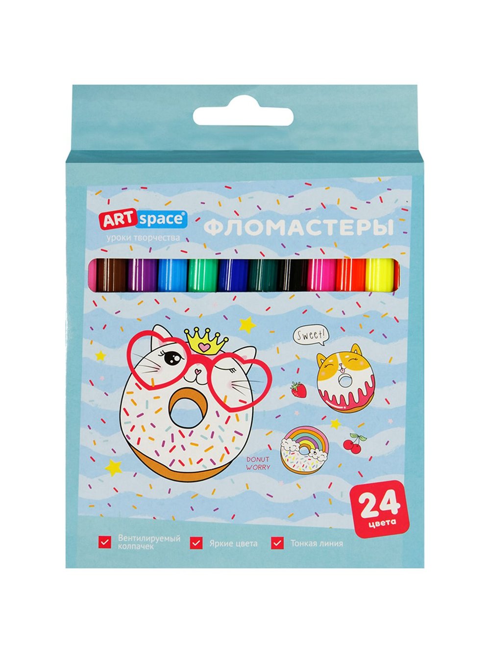Фломастеры для рисования 24цвета смываемые (WP24-27022)