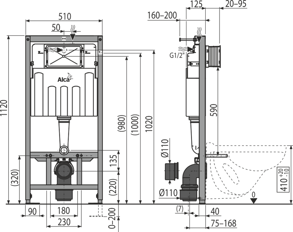 Инсталляция для унитазов AlcaPlast Sadromodul AM101/1120