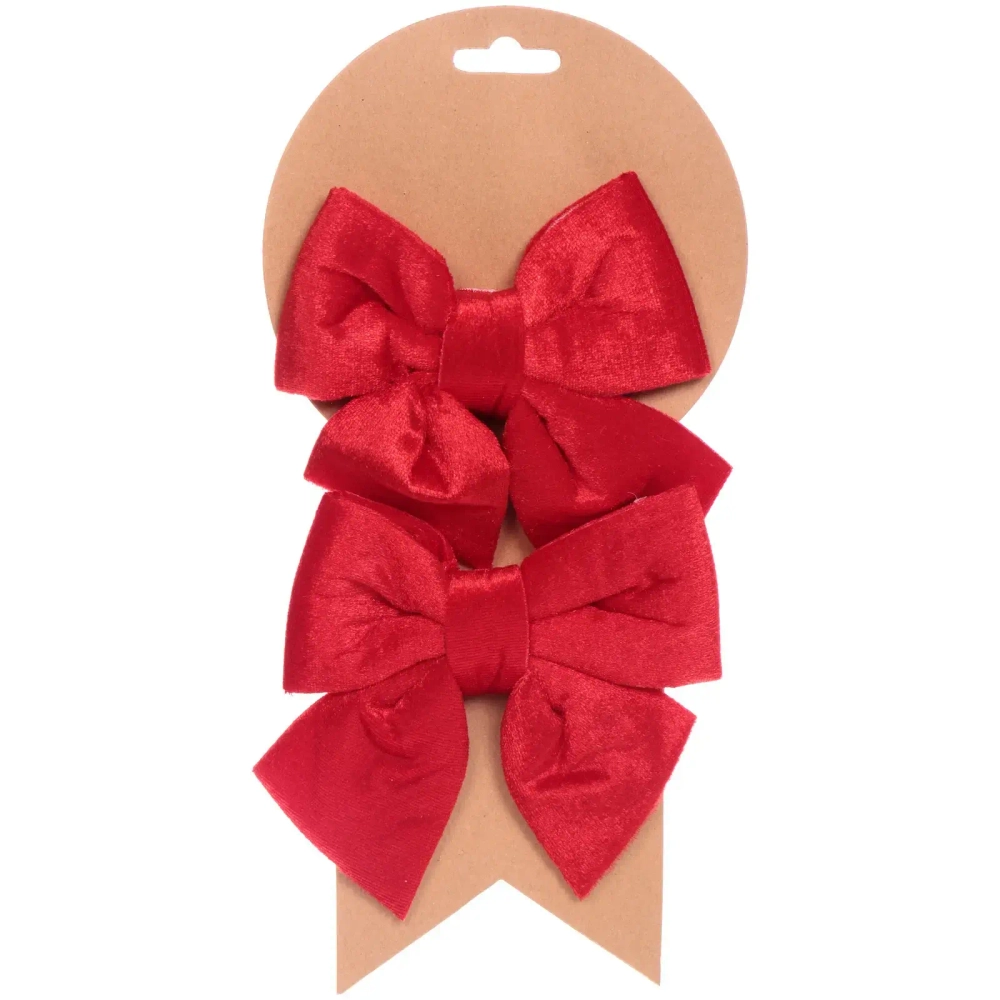 Бант на ёлку «Велюровый стиль» 12*15 см (набор 2 шт), красный