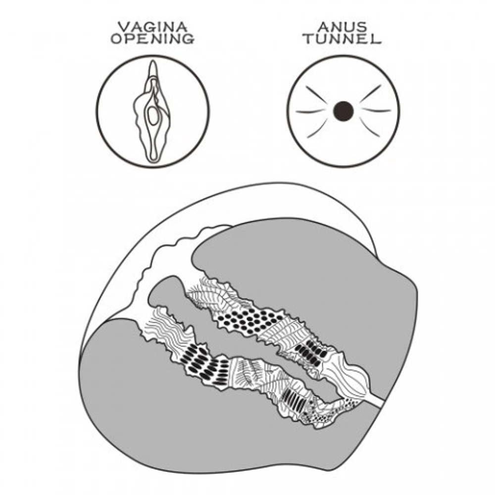 Двойной мастурбатор Streetgirl's в виде попы и вагины темный № 13