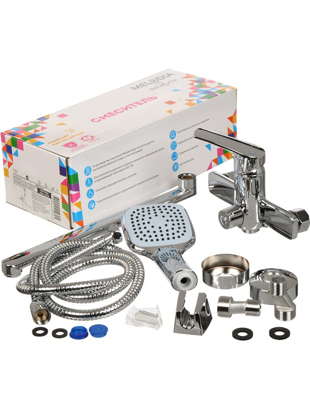 Смеситель ванна MELODIA Waltz картридж 35мм длинный излив 350мм поворотн.аэратор, хром MDV30141