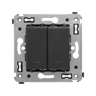 Инвертор двухклавишный в стену, "Avanti", "Черный матовый"