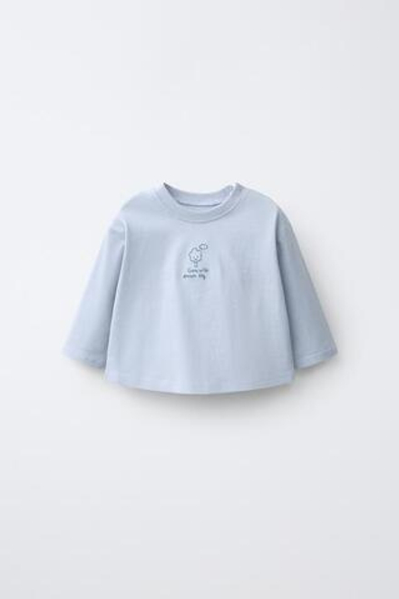 ZARA ЛОНГСЛИВ С ВЫШИВКОЙ, НЕБЕСНО-ГОЛУБОЙ