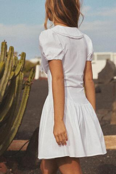 ZARA ПЛАТЬЕ ИЗ ПОПЛИНА С БОЛЬШИМ ОТЛОЖНЫМ ВОРОТНИКОМ, БЕЛЫЙ