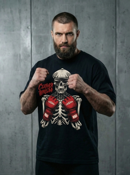 Футболка оверсайз хлопковая черная Legenda Кости боевые