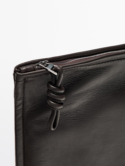 Massimo Dutti Маленькая сумка из кожи наппа с узлом, коричневый