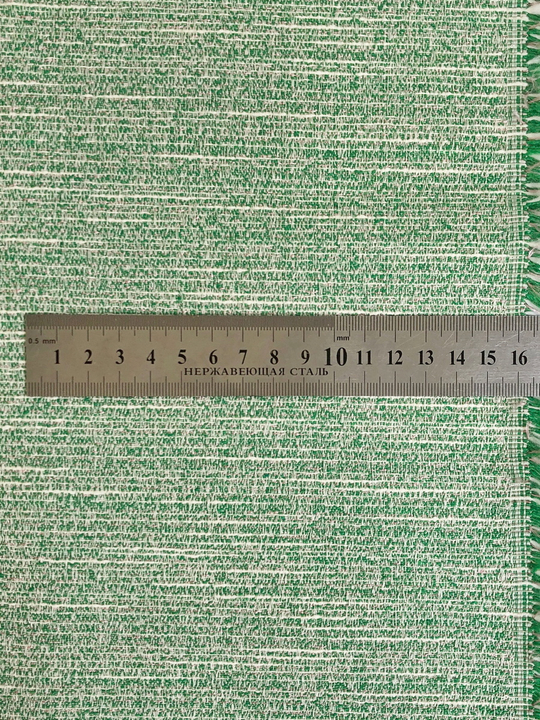 Твид шанель, меланж, салатовый/молочный, хлопок, вискоза